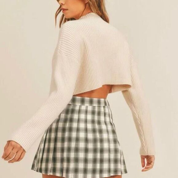 Mable Cropped Ribbed Sweater Size Large Mock Neck - Picture 2 of 9